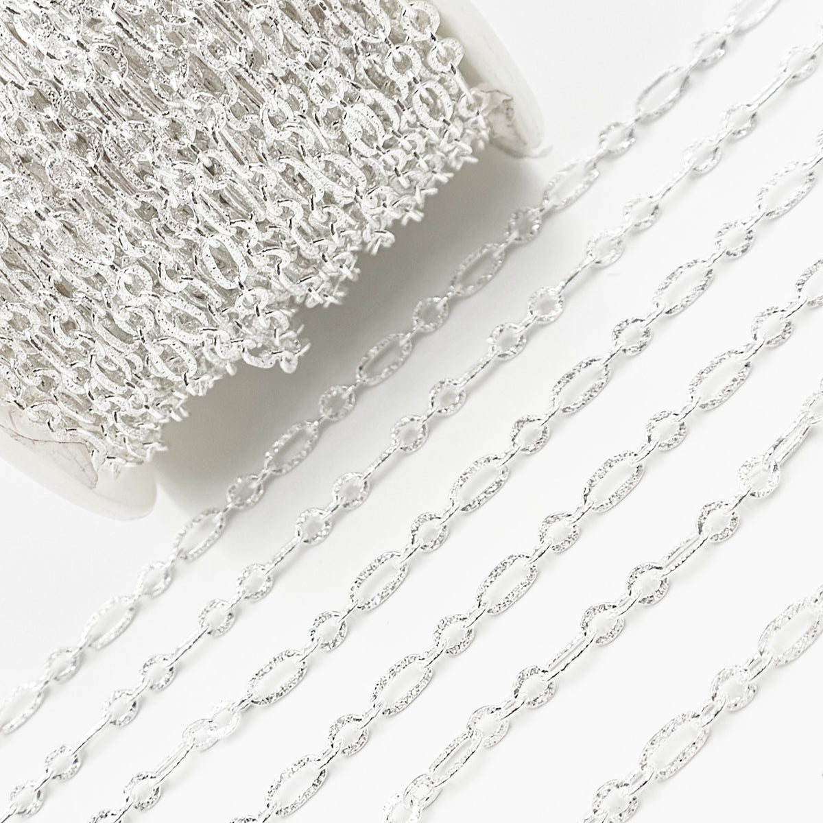 Buy Silver Textured Long and Short Link Chain