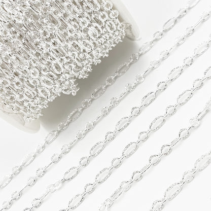 Buy Silver Textured Long and Short Link Chain