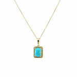 Load image into Gallery viewer, CMD00365TQ8X6. 14K Solid Gold Rectangular-Shaped Turquoise and Diamond Charm