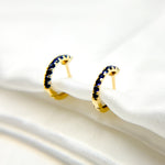Load image into Gallery viewer, HP402531. 14K Solid Gold Blue Sapphire Huggies
