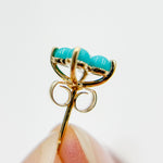 Load image into Gallery viewer, EFA53608TQ. 14K Solid Yellow Gold Diamond and Turquoise Flower Stud Earring