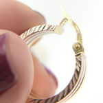 Load image into Gallery viewer, 14K Gold Tri Tone Hoop Earrings with Texture. GER90
