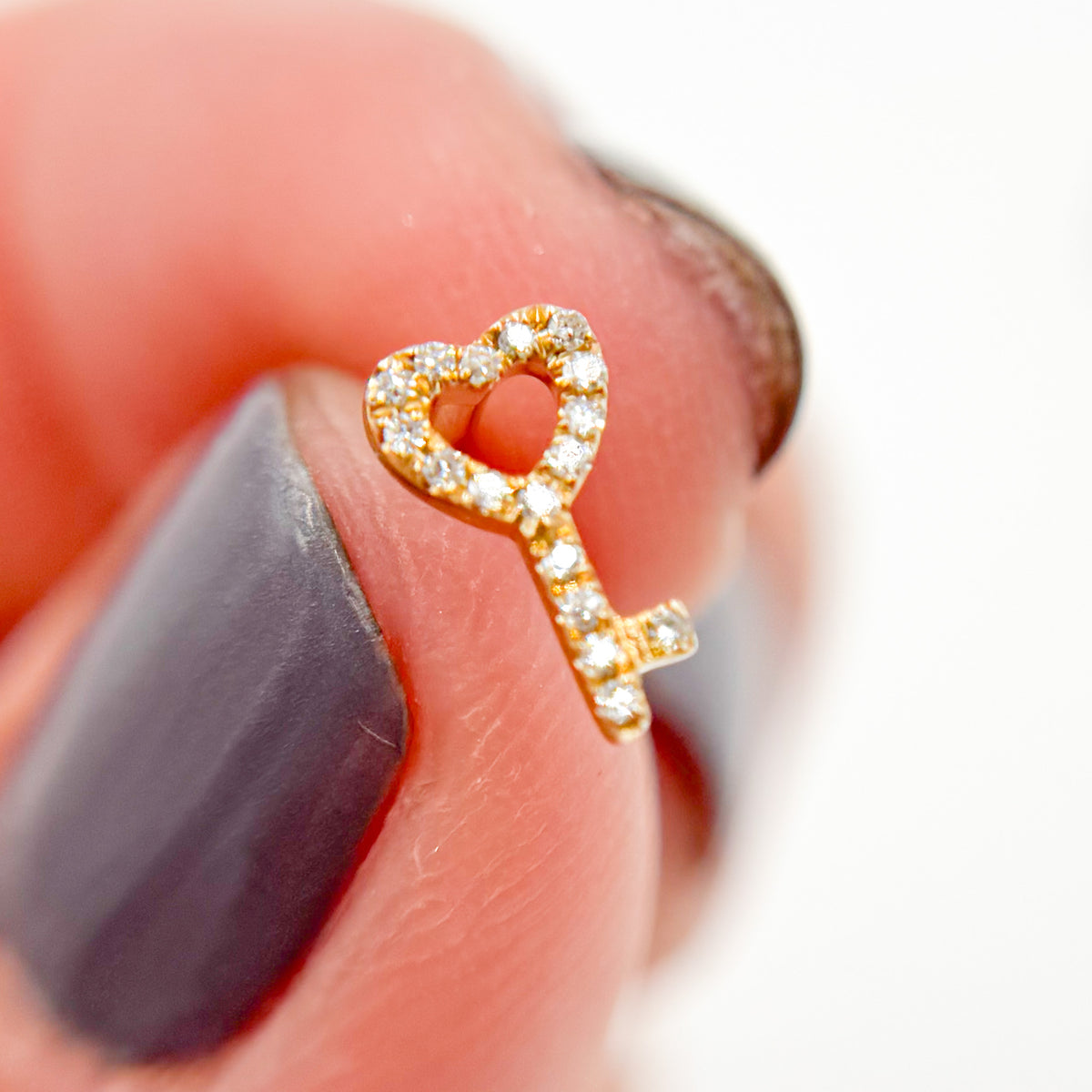 Shop 14K Solid Gold Diamond  Key Heart Studs Earring
