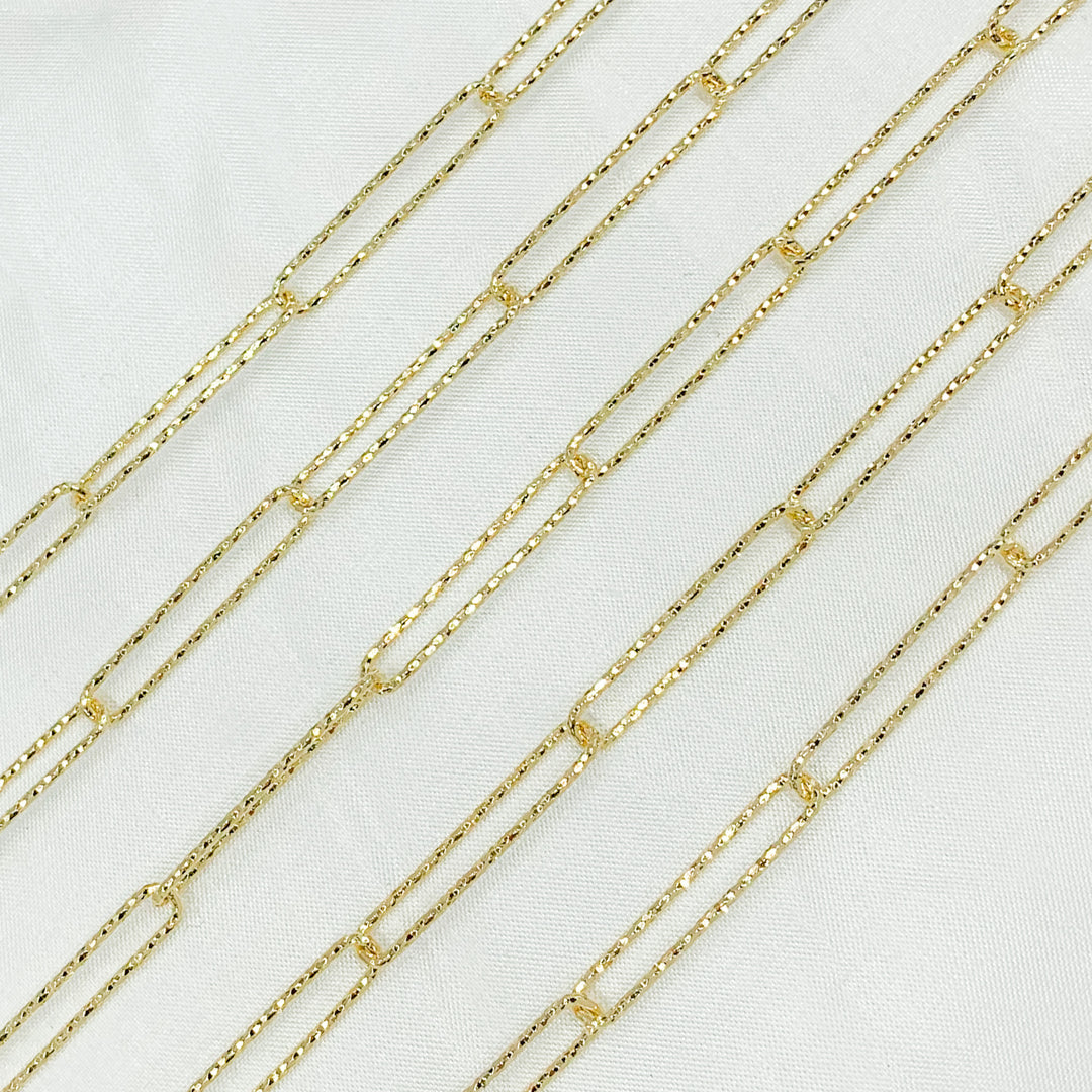 V2GP. Gold Plated 925 Sterling Silver Diamond Cut Paperclip Link Chain