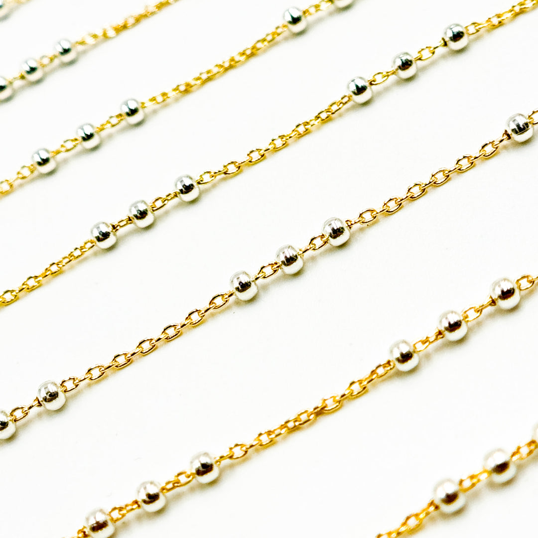 V289TT. 14k Gold Filled Chain and 3 Sterling Silver Beads in Between