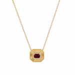 Load image into Gallery viewer, CN97285RU6X4. 14K Solid Gold Octagon Ruby and Diamond Fancy Tiny Necklace