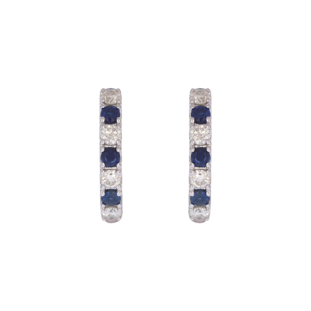 EHE57608. 14K Solid Gold Diamond and Gemstone Huggies