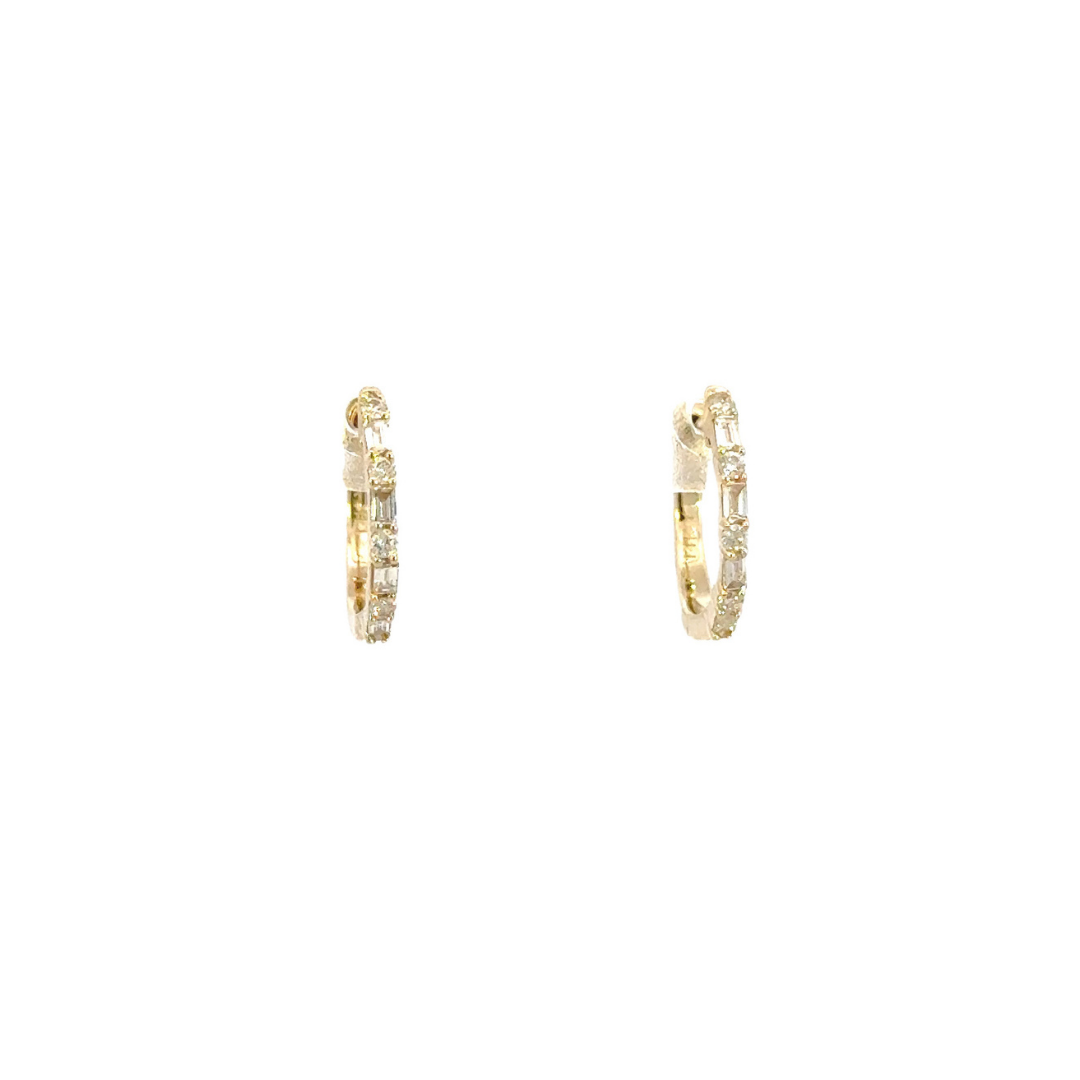 EHD57037Y. 14k Solid Gold Baguette Hoops