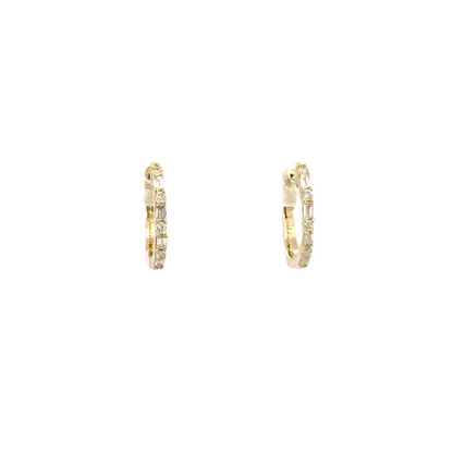 EHD57037Y. 14k Solid Gold Baguette Hoops