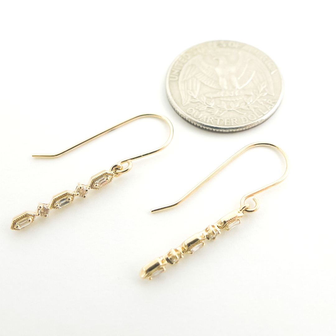 14K Solid Gold and Diamonds Threader Earrings. EFB52037BS