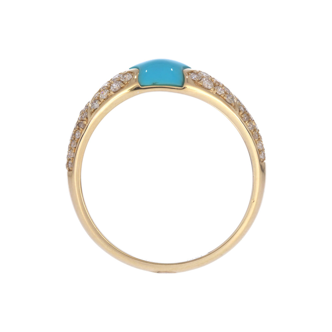 DRN05816TQ. 14k Solid Gold Turquoise and Diamond Fancy Ring