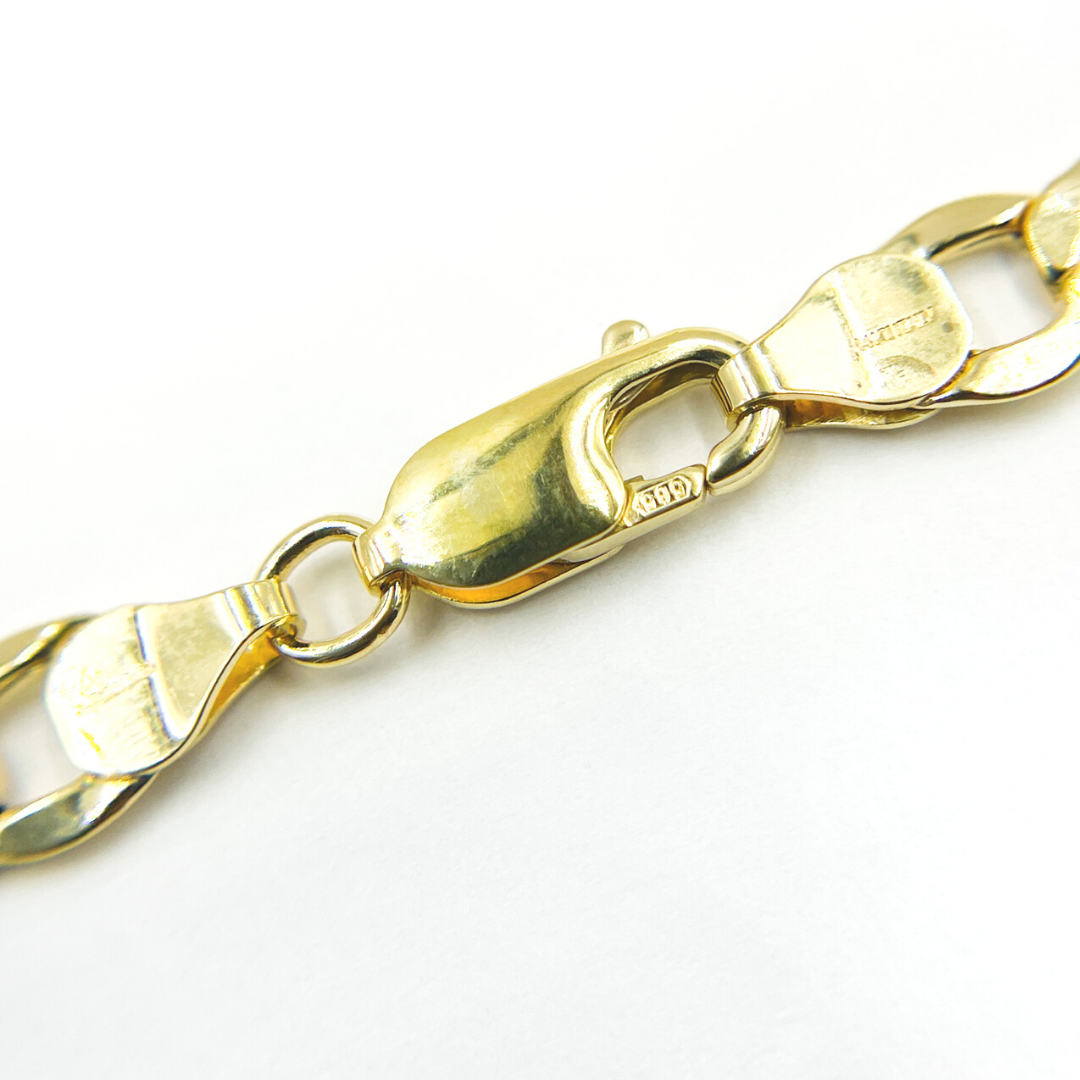 14K Solid Gold Flat Curb Necklace. 030GLB