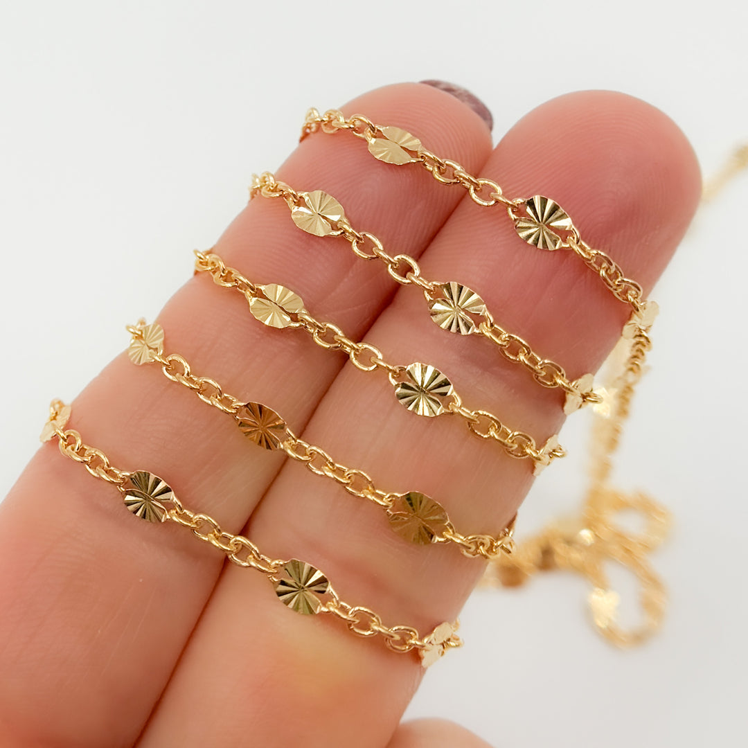 V302GF. 14k Gold Filled Cable and Diamond Cut Marina Link Chain