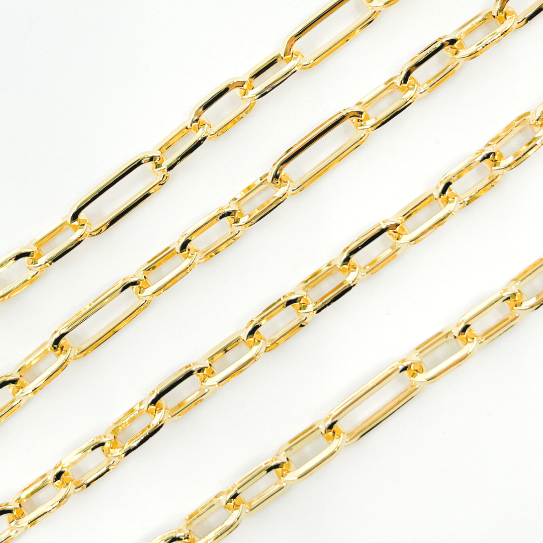 Sterling Silver Gold Plated Flat Long and Short Link Chain