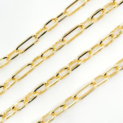 Sterling Silver Gold Plated Flat Long and Short Link Chain