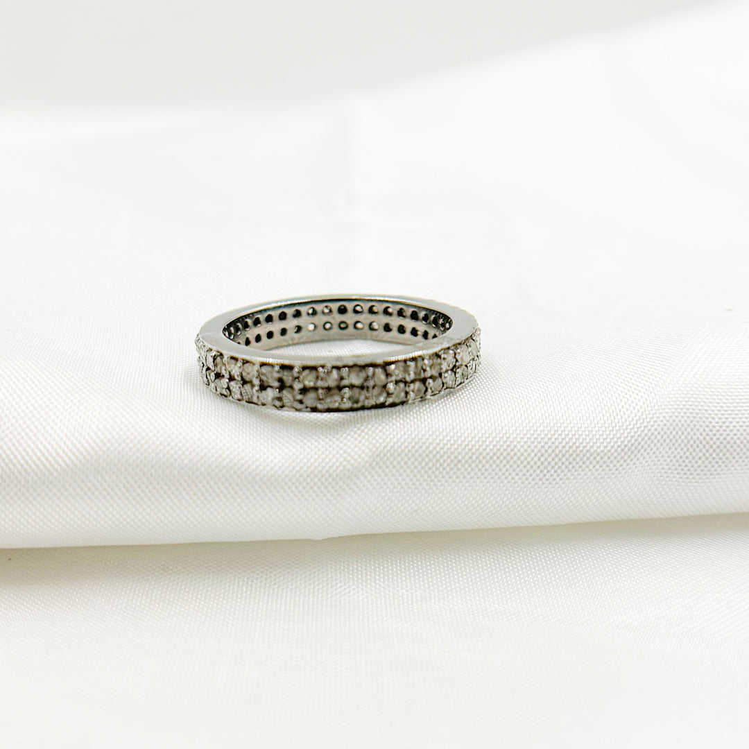 DE014. Diamond Black Rhodium Sterling Silver Ring