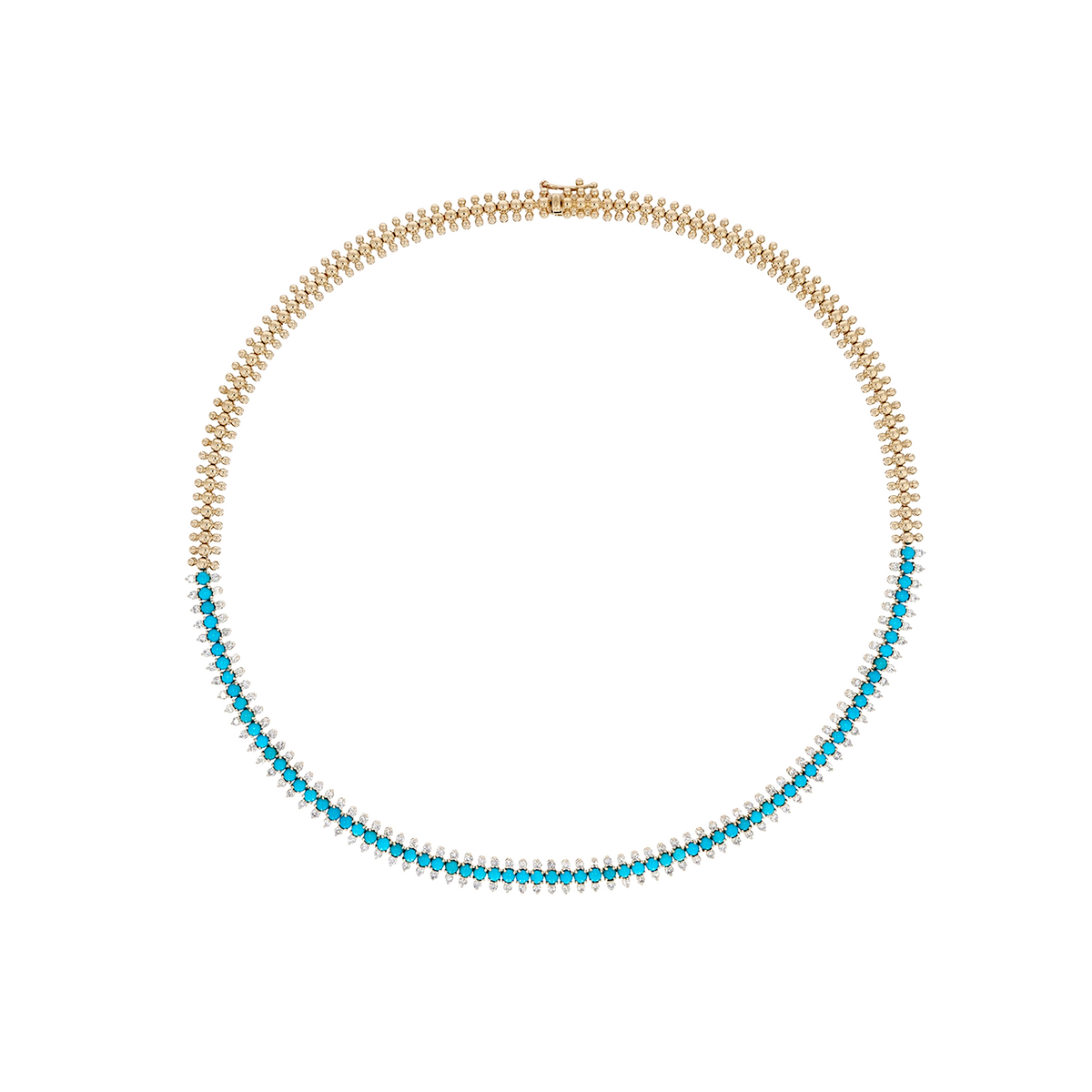 NFP72500. 14K Solid Gold Diamond and Gemstone Fancy Necklace