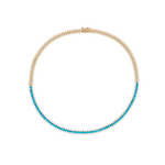 Load image into Gallery viewer, NFP72500TQ. 14K Solid Gold Diamond and Turquoise Fancy Necklace