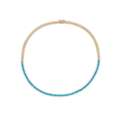 NFP72500. 14K Solid Gold Diamond and Gemstone Fancy Necklace
