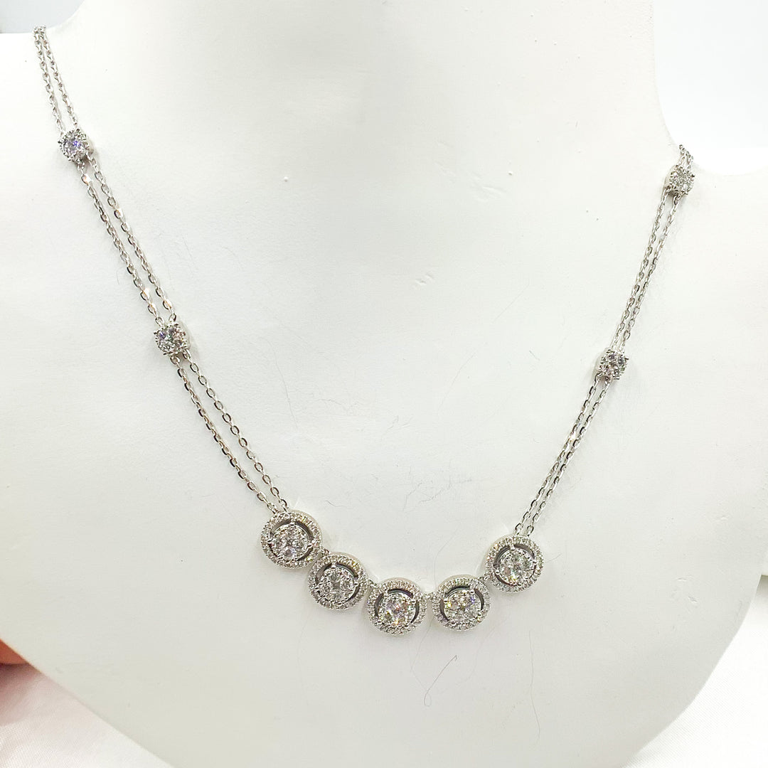 14K Solid White Gold Diamond Necklace. NK112603