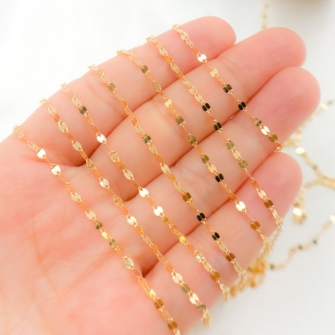 V197GF. 14k Gold Filled Flat Marina Link Chain
