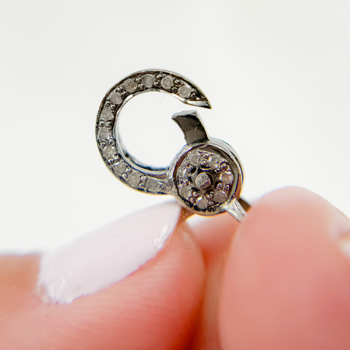 Diamond Sterling Silver Round Trigger Clasp