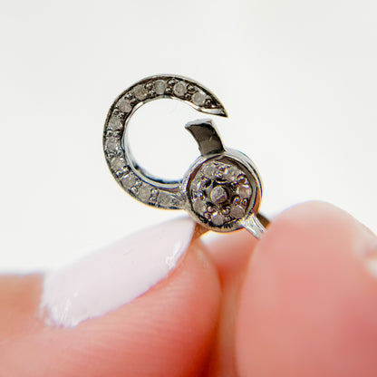 Diamond Sterling Silver Round Trigger Clasp