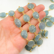 Aquamarine Organic Shape Bezel Chains
