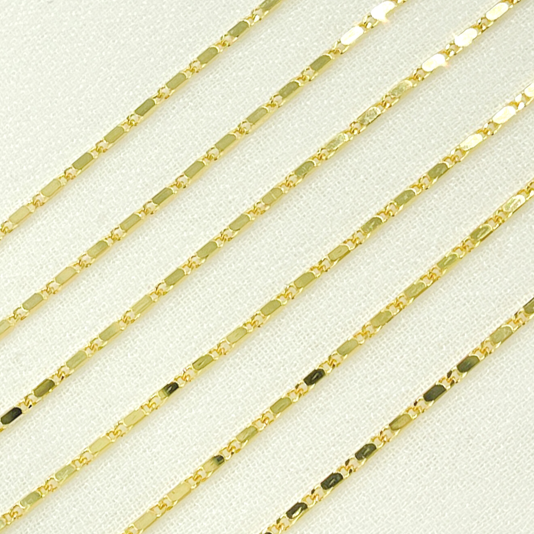 14k Solid Yellow Gold Diamond Cut Bars Link Chain by Foot. 035LURBRT4C7byFt