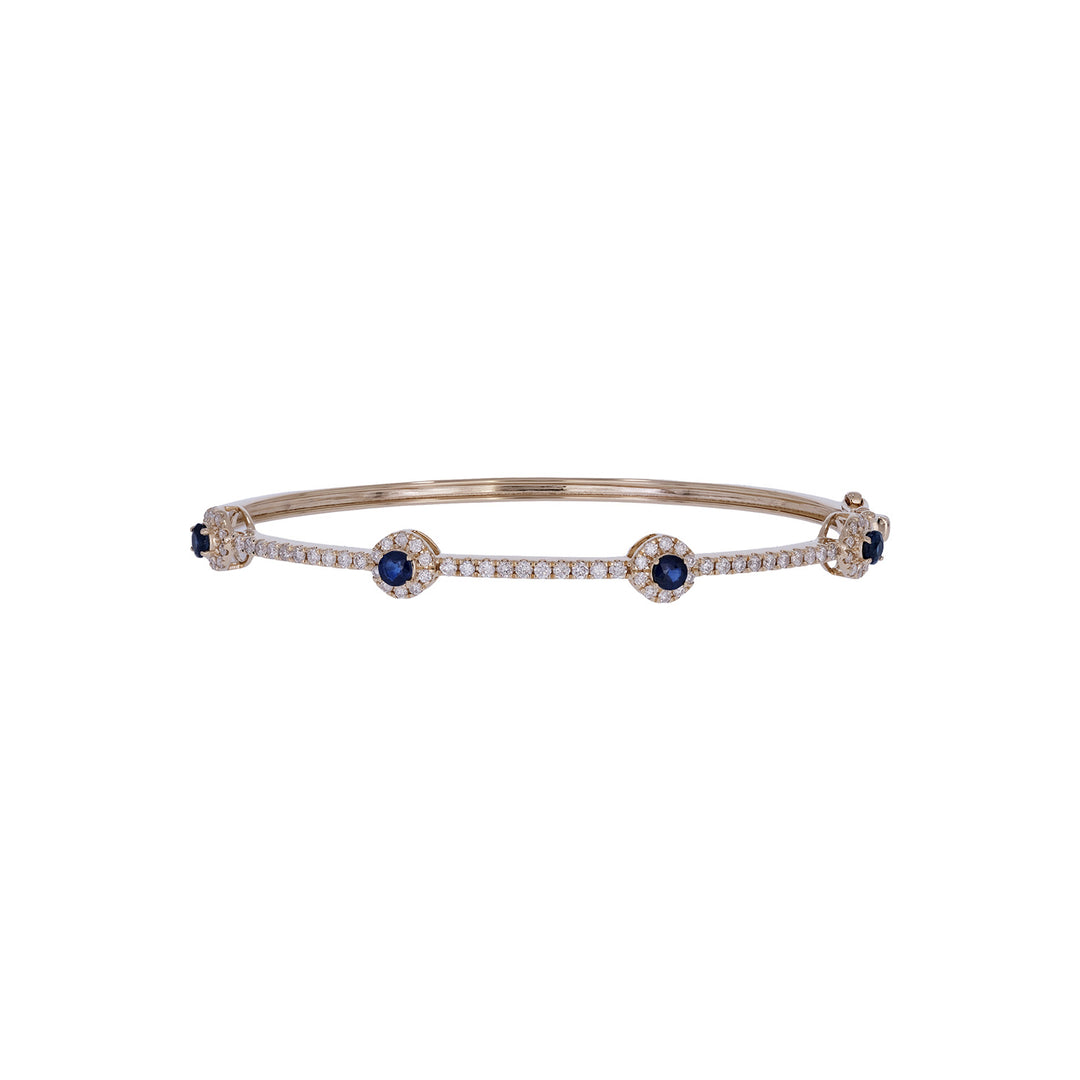 BNJ68672BS. 14K Solid Gold Diamond & Blue Sapphire Bangle