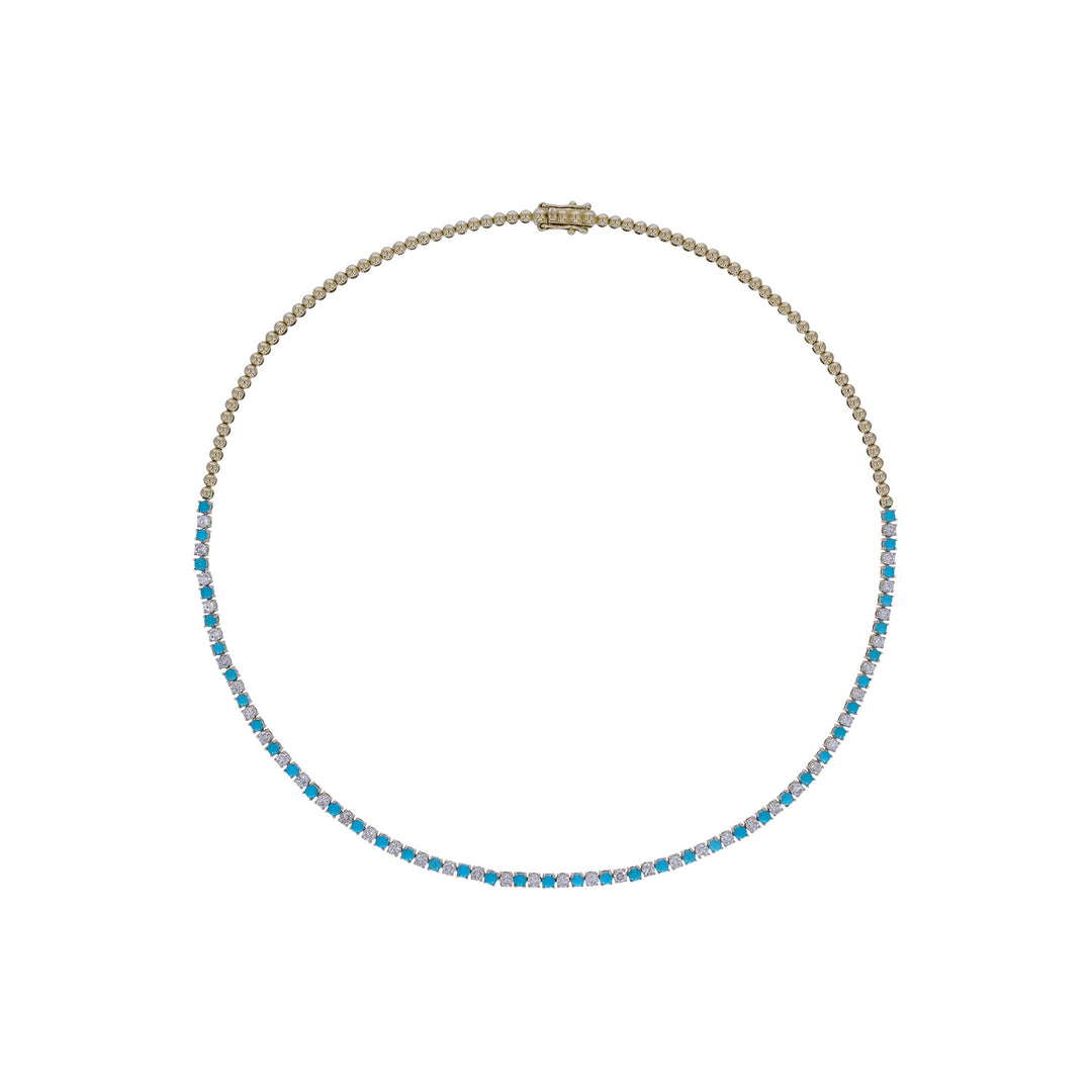 NFQ72599. 14K Solid Gold Diamond and Gemstone Fancy Necklace