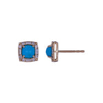 Load image into Gallery viewer, EFF54382TQ. 14K Solid Gold Diamonds and Turquoise Fancy Studs