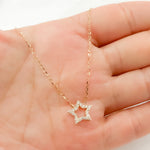 Load image into Gallery viewer, 14K Solid Gold Diamond Star Necklace. NT111971
