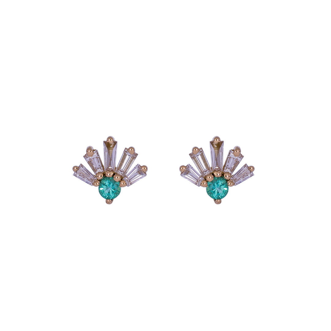 EFD54403. 18K Solid Gold Diamond & Gemstone Earring