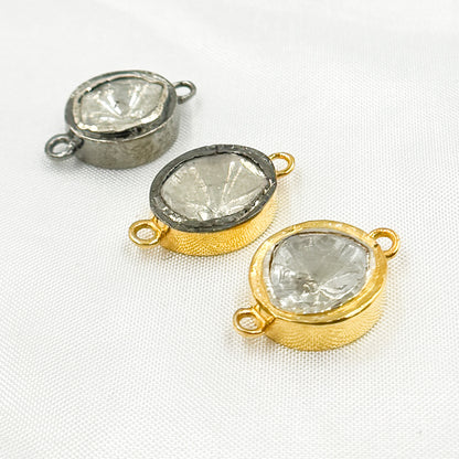 DC940A. Polki Diamond & Sterling Silver Small Connector