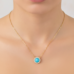 Load image into Gallery viewer, NFB71922. 14K Solid Gold Diamond and Turquoise Necklace