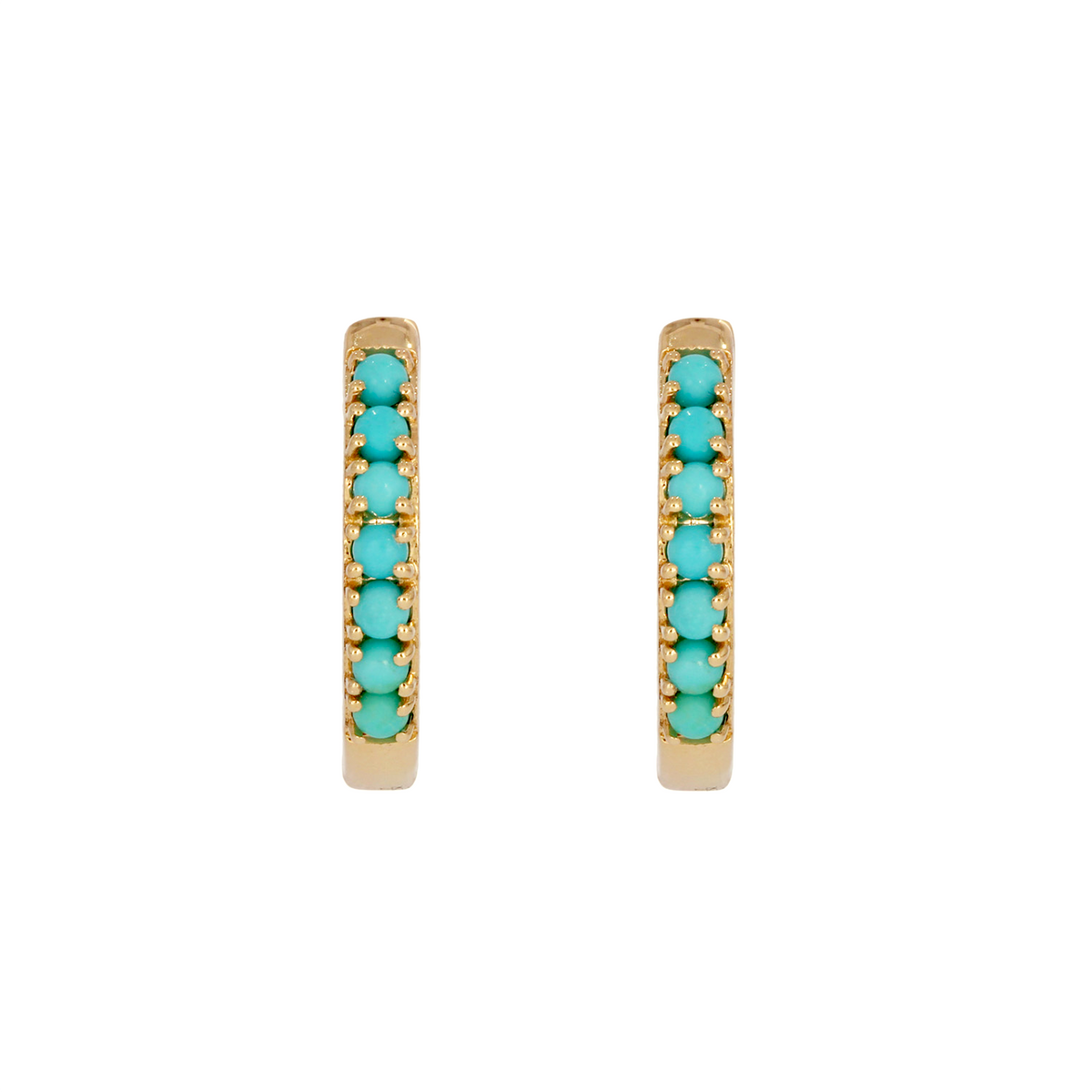EHZ57450. 14K Solid Yellow Gold Gemstone Hoop Earrings