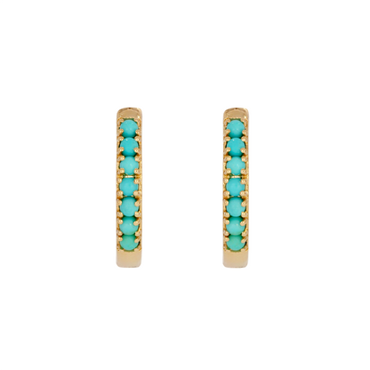 EHZ57450. 14K Solid Yellow Gold Gemstone Hoop Earrings