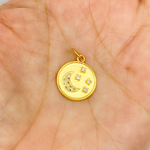 Load image into Gallery viewer, 14K Solid Gold Diamonds Circle Moon and Stars Charm. GDP118
