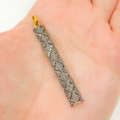 DP153. Diamond Sterling Silver Rectangle Pendant