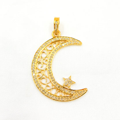 Sterling Silver Moon and Star Pendant
