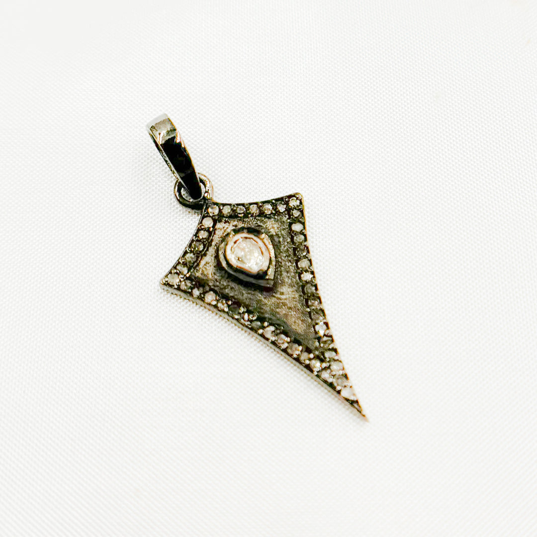 DP263. Diamond Silver Arrow Head Pendant with Polki Diamond