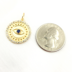 Load image into Gallery viewer, 14K Solid Gold Diamond Evil Eye Circle Charm. GDP436
