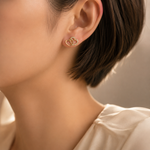 Load image into Gallery viewer, EFA50694. 14K Solid Gold and Diamonds 2 Heart Earrings