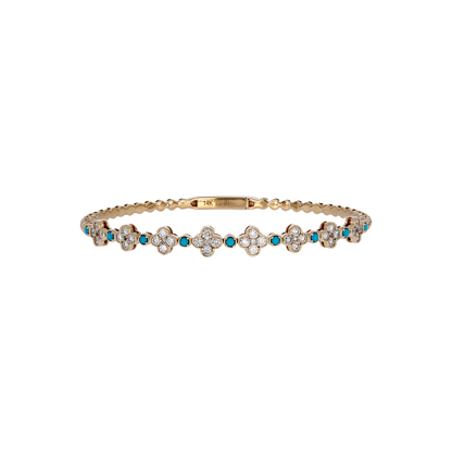 BNL68567. 14K Solid Yellow Gold Diamond and Gemstone Bangle