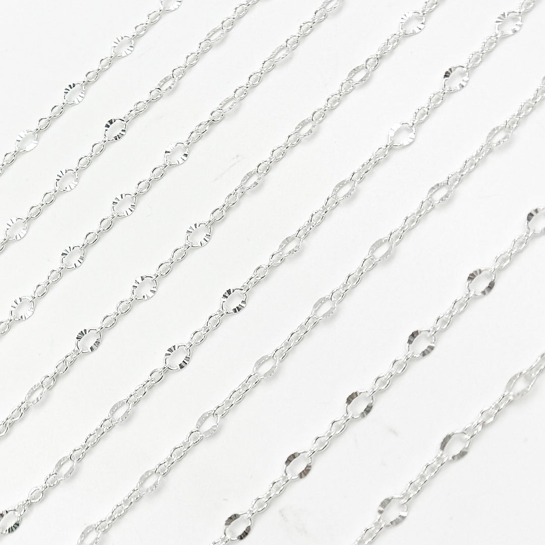 V304SS. Sterling Silver Cable and Diamond Cut Marina Link Chain