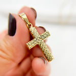 Load image into Gallery viewer, 14K Solid Gold Cross Charm with Diamond Cuts. GDP673
