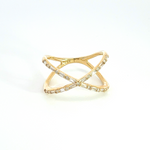 Load image into Gallery viewer, 14k Solid Gold Diamond Criss Cross Ring. RFF16001
