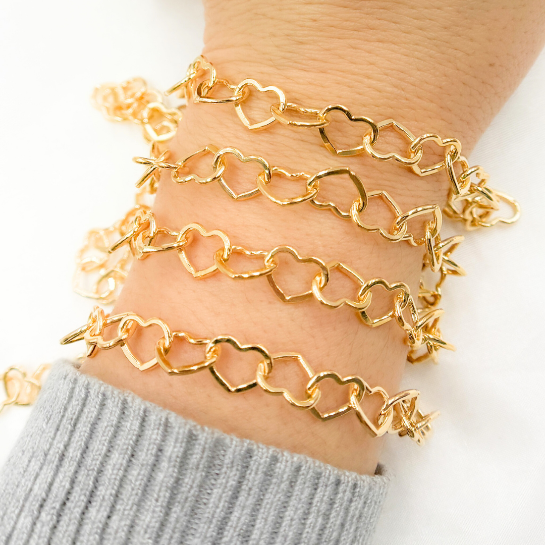 Gold Filled Flat Heart Link Chain