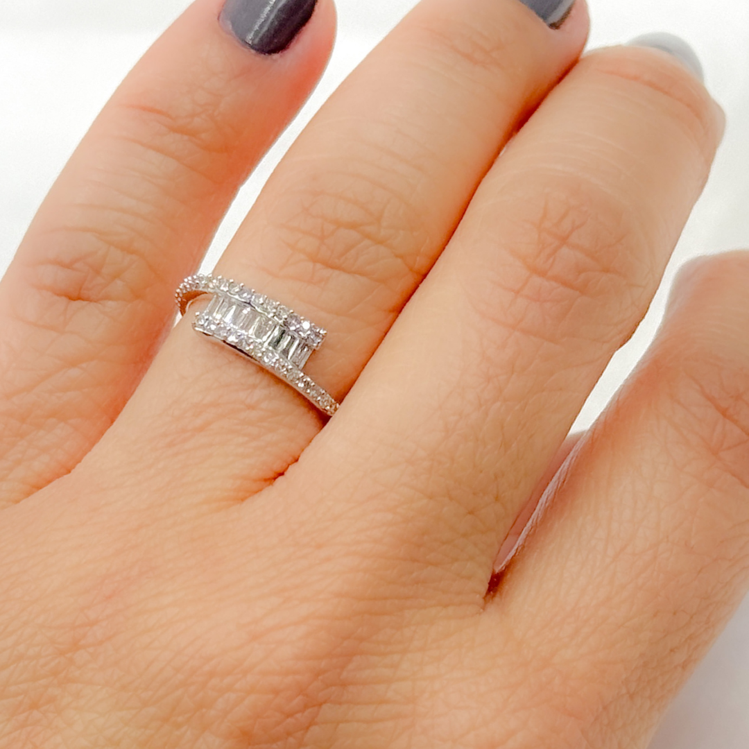 14K Solid Gold Diamond Double Line Ring. RFF17660